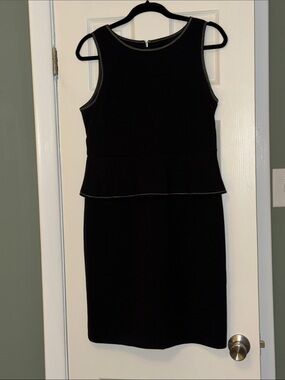 Ann Taylor Black Sleeveless Peplum Midi Dress
